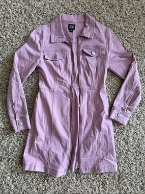 BDG Pink Long Utility Denim Jacket